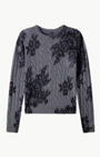 Minnie Rose Cashmere Printed Lace Cable Crew Neck at Romi Boutique