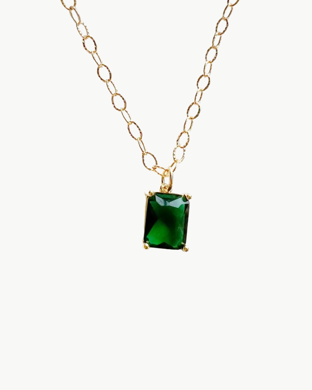ÈIRE EMERALD GREEN PENDANT NECKLACE IN GOLD FILLED