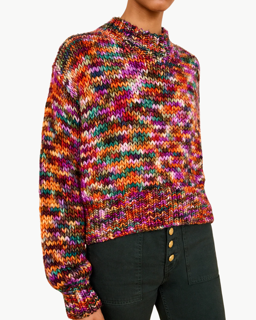 MAUDE MULTICOLOR KNIT PULLOVER IN QUARTZ