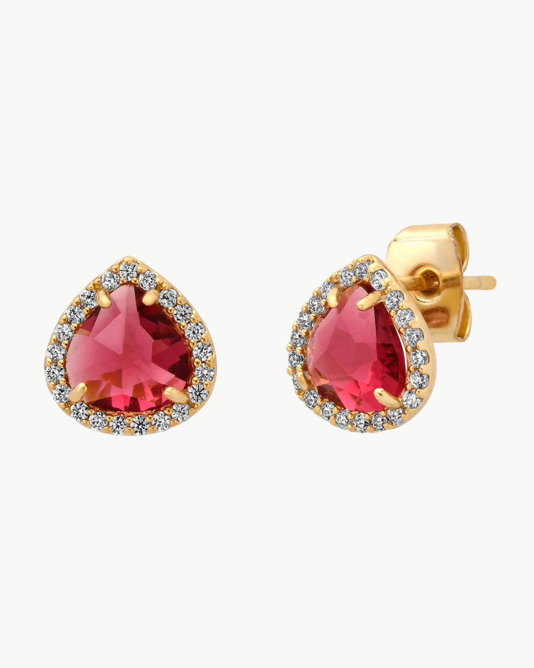 BEZEL SET GLASS PEAR STUDS