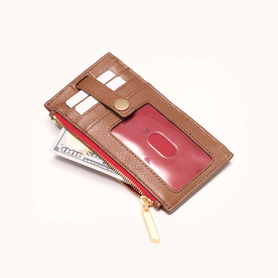 210 WEST IN MAHOGANY PEBBLE/BRUSHED GOLD RED ZIP