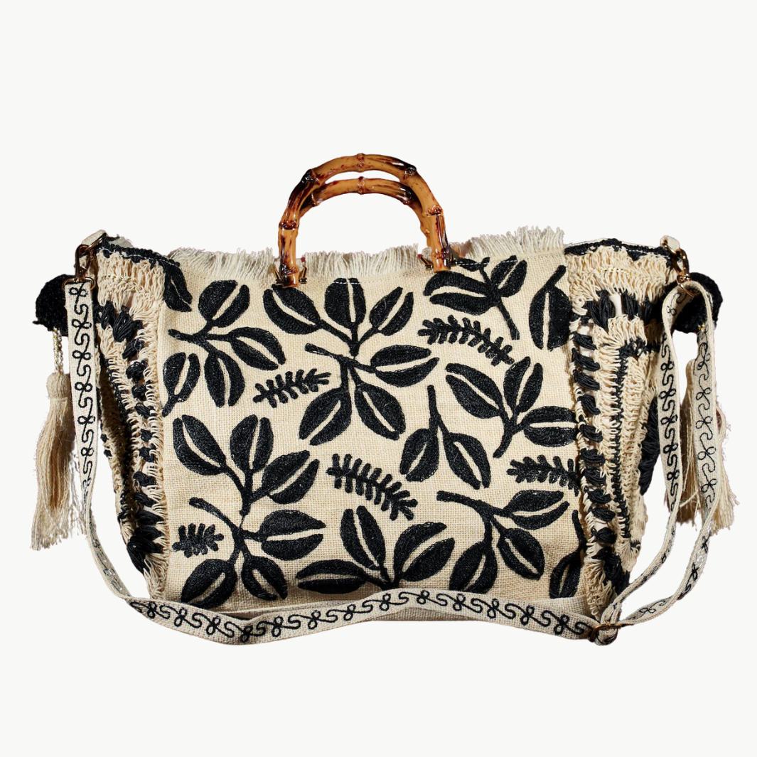 HARYALI JUTE TOTE IN BLACK