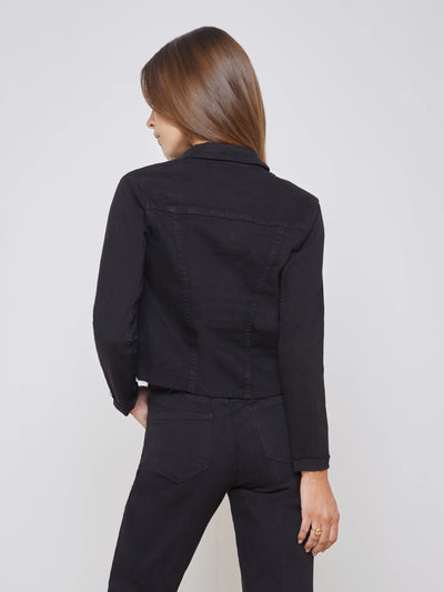 JANELLE SLIM RAW JACKET IN SATURATED BLACK - Romi Boutique