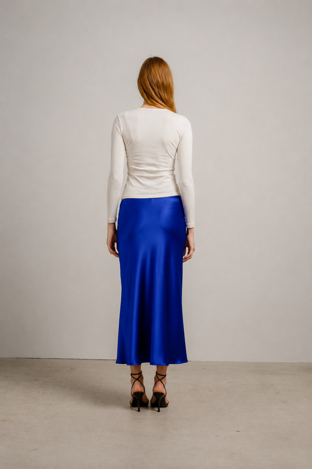Miranda Scallop Trim Bias Cut Silk Skirt