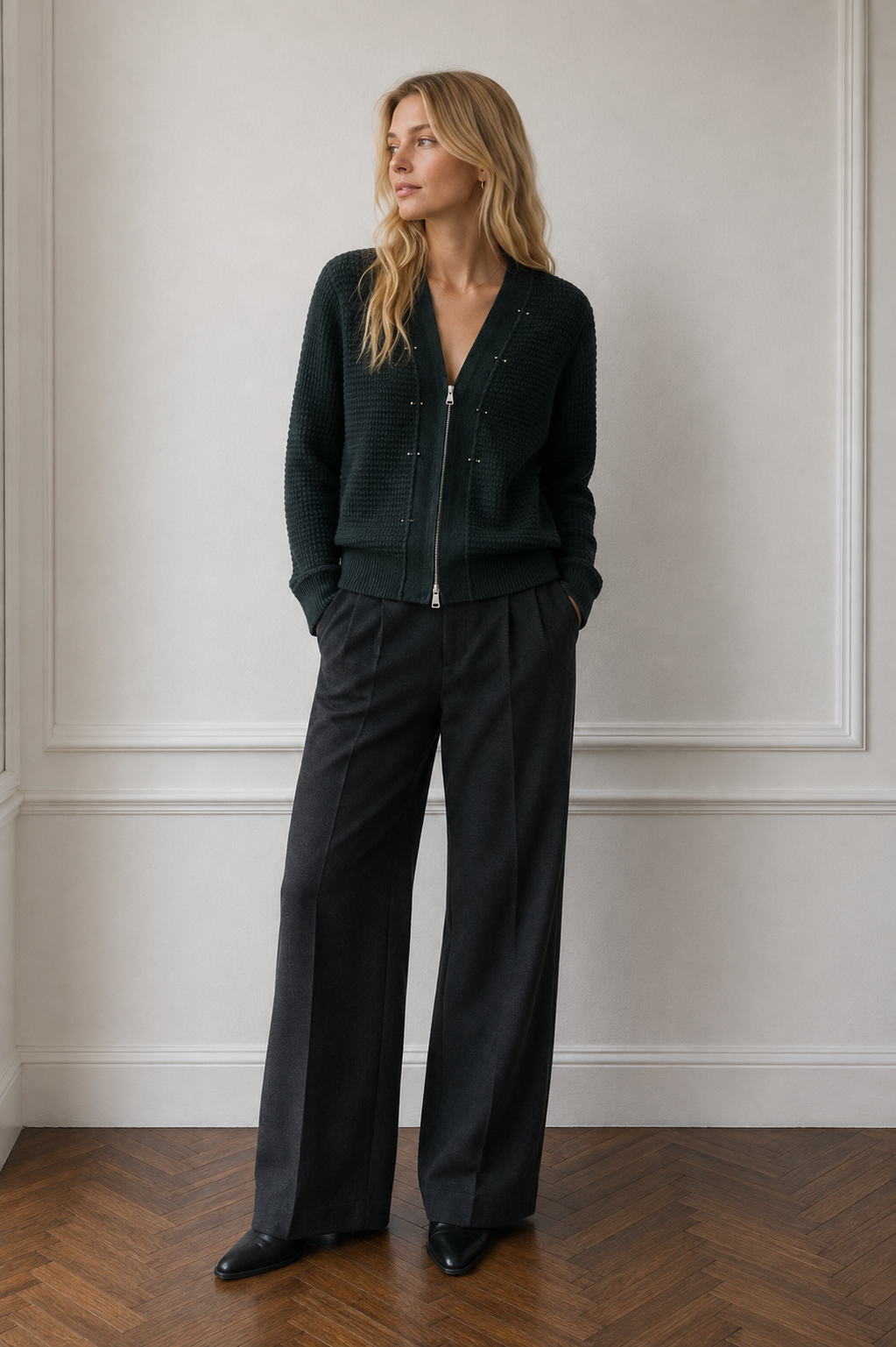 Milly Cashmere Tuck Stitch Cardigan