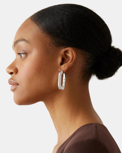 MEGA U-LINK EARRINGS IN SILVER