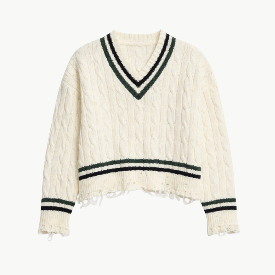 OVERSIZED CABLE TENNIS SWEATER
