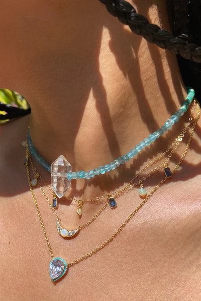 CINDERELLA NECKLACE IN OPAL/BLUE - Romi Boutique