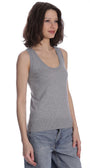 Minnie Rose SUPIMA COTTON CASHMERE SCOOP NECK TANK at Romi Boutique
