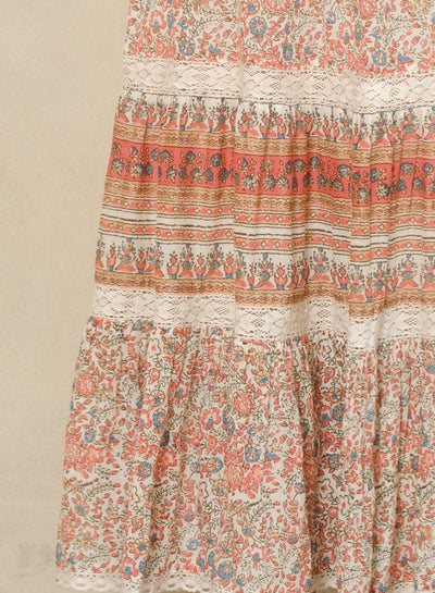 CASS PRINT MAXI SKIRT IN CORAL