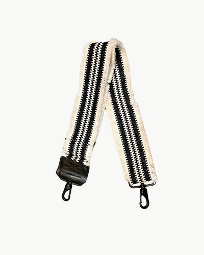 WOVEN STRAP IN BLACK/WHITE FRINGE