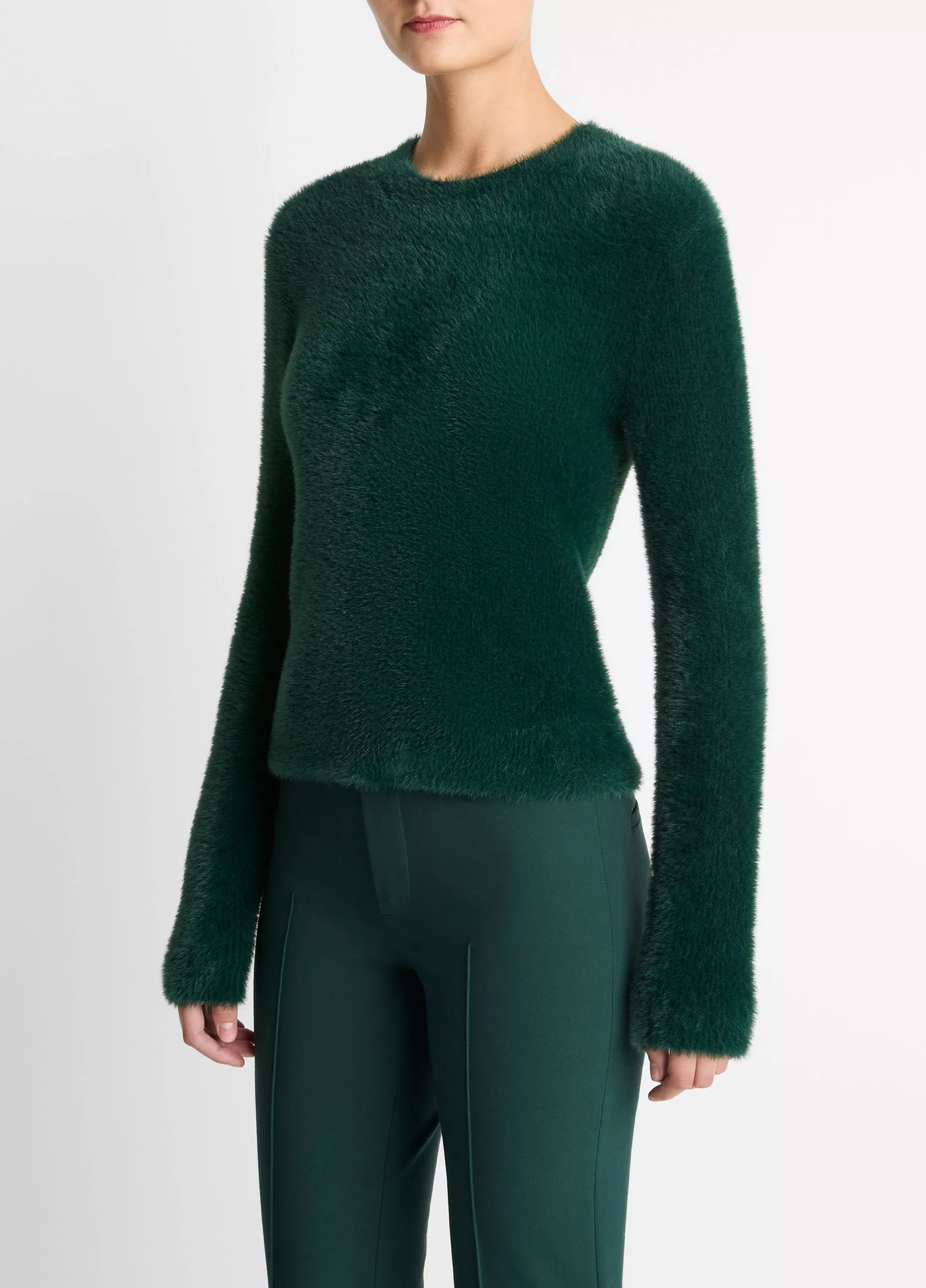 EYELASH CREW NECK SWEATER IN JUNIPER