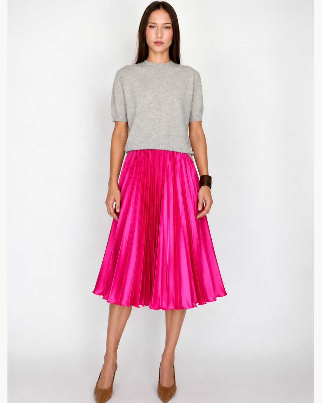 Knee-Length Satin Skirt