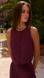 DIA SILK CASHMERE SWEATER VEST IN BLACKBERRY - Romi Boutique