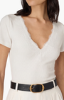 SANA RIB KNIT TEE IN WHITE - Romi Boutique