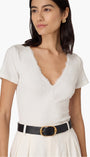 SANA RIB KNIT TEE IN WHITE - Romi Boutique