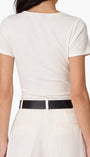 SANA RIB KNIT TEE IN WHITE - Romi Boutique