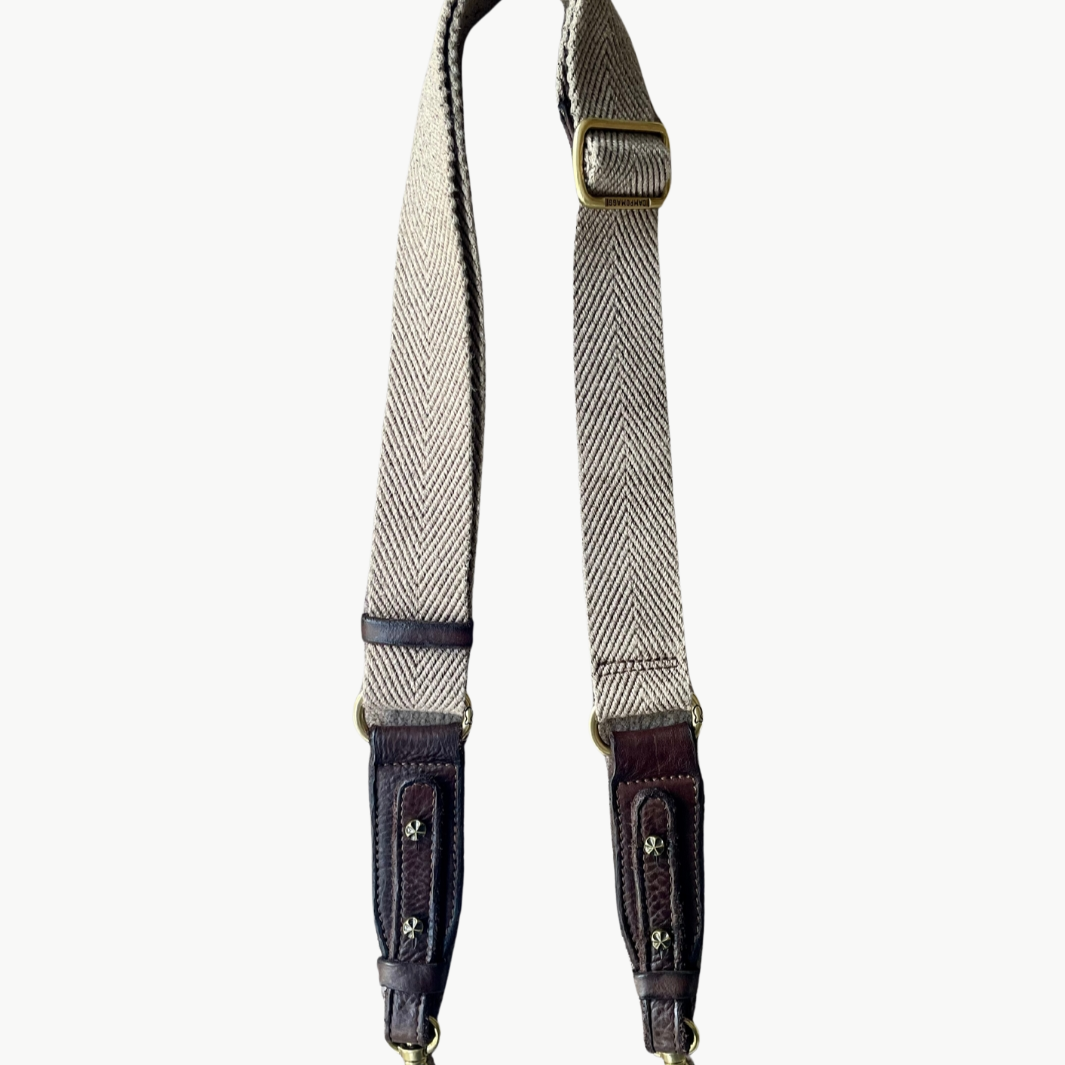 CLASSIC FABRIC SHOULDER STRAP IN BROWN LEATHER by Campomaggi - Romi Boutique