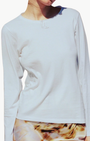 EMBROIDERED BOOT LONG SLEEVE COTTON T-SHIRT IN WHITE - Romi Boutique