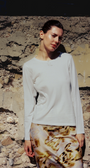 EMBROIDERED BOOT LONG SLEEVE COTTON T-SHIRT IN WHITE - Romi Boutique
