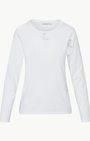 EMBROIDERED BOOT LONG SLEEVE COTTON T-SHIRT IN WHITE - Romi Boutique