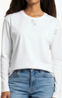 EMBROIDERED HORSE LONG SLEEVE COTTON T-SHIRT IN WHITE - Romi Boutique