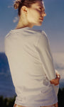 EMBROIDERED HORSE LONG SLEEVE COTTON T-SHIRT IN WHITE - Romi Boutique