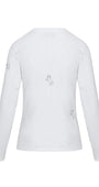 EMBROIDERED HORSE LONG SLEEVE COTTON T-SHIRT IN WHITE - Romi Boutique