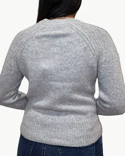 CASHMERE LUXE HENLEY IN GREY HEATHER