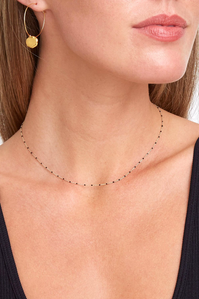 ENAMEL BEAD NECKLACE IN BLACK