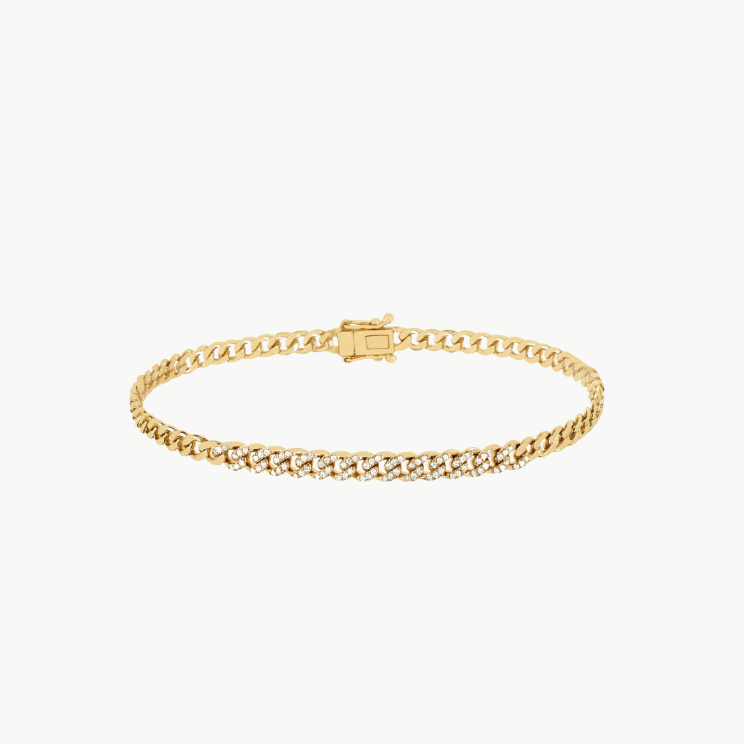 Mini Curb Chain Bracelet in 14k Yellow Gold