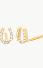 EF Collection Diamond Mini Horseshoe Stud Earrings In 14K Yellow Gold at Romi Boutique
