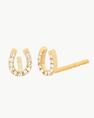 DIAMOND MINI HORSESHOE STUD EARRINGS IN 14K YELLOW GOLD