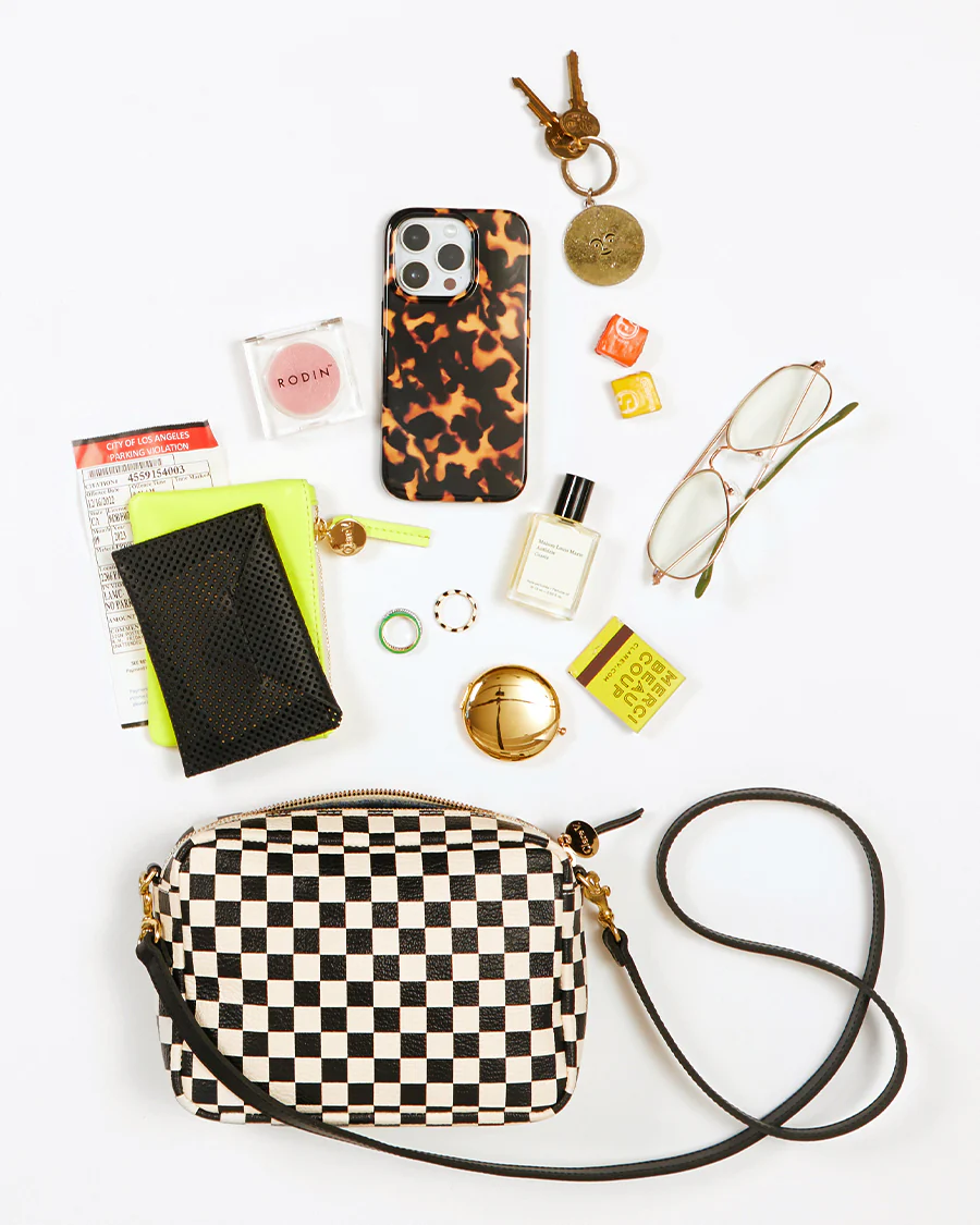 MIDI SAC IN BLACK AND CREAM WOVEN ZIG ZAG