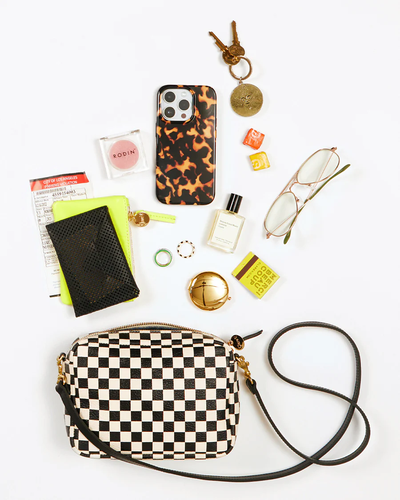 MIDI SAC IN BLACK AND CREAM WOVEN ZIG ZAG