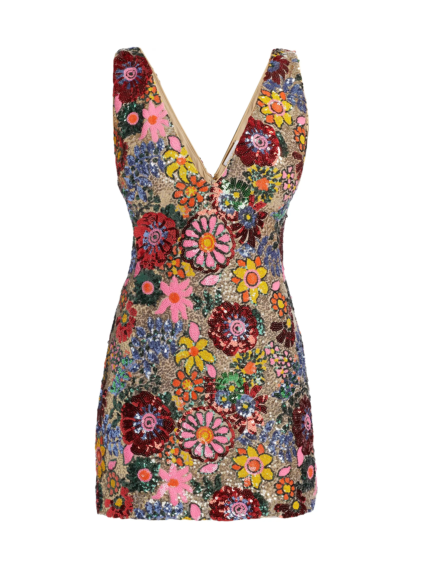 AERA FLORAL SEQUIN MINI DRESS IN FLAME COMBO - Romi Boutique