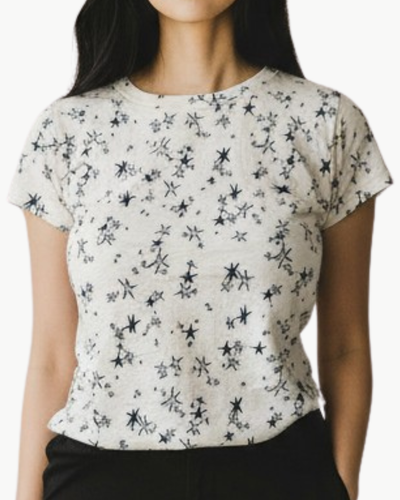 ALL OVER STARS TEE IN IVORY MULTI