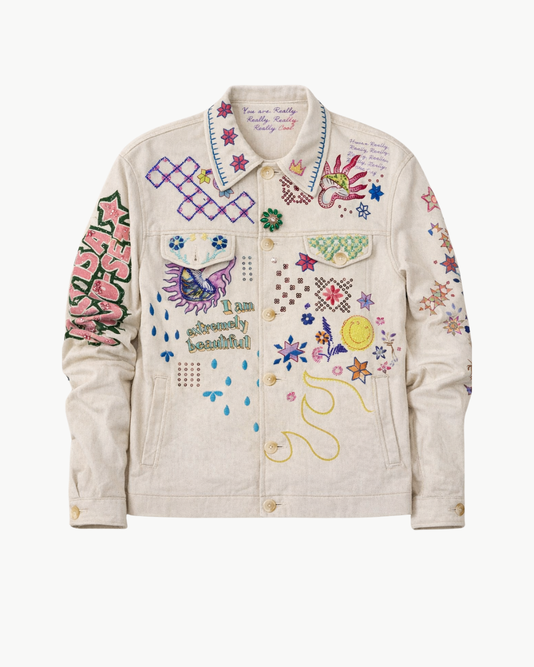 Me369 BRIANN EMBROIDERED DENIM at Romi Boutique