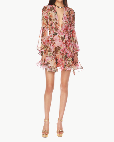 BEDOUIN ROSE FLORAL MINI DRESS IN ROSE MULTI