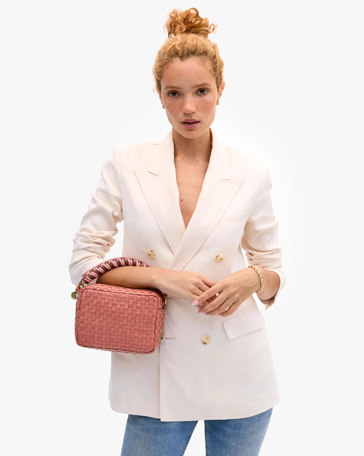 Clare V MIDI SAC WOVEN CHECKER at Romi Boutique