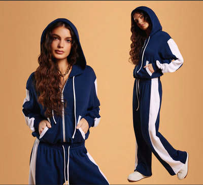 NIX CROP ZIP-UP IN ASTRAL NAVY/WHITE