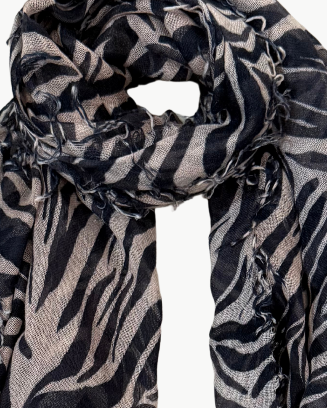 CASHMERE AND SILK SCARF IN MAHOGANY ZEBRA - Romi Boutique