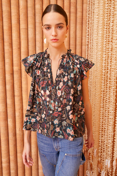 CLEO TOP IN OBSIDIAN BOTANICA - Romi Boutique