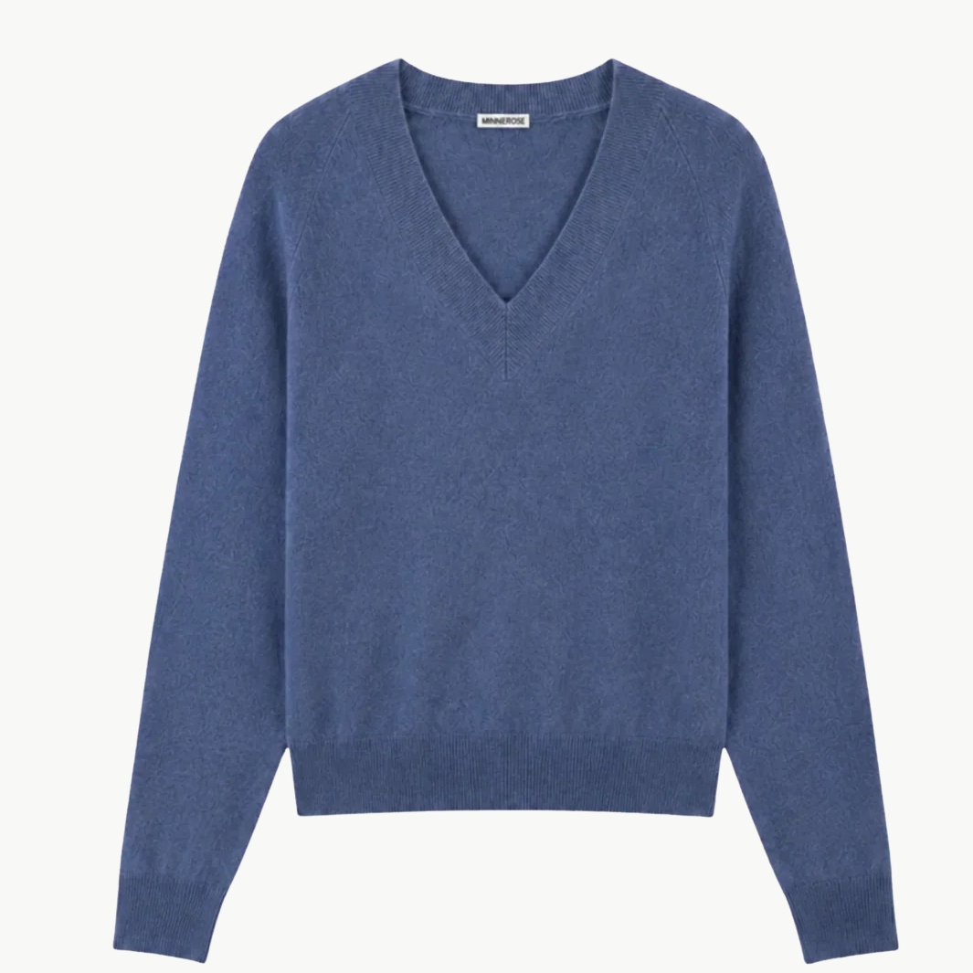 Minnie Rose Cashmere Long Sleeve Shrunken V Neck at Romi Boutique