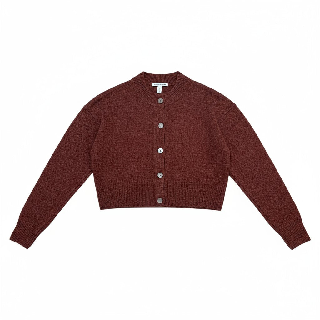 CROPPED CARDIGAN IN ROOT BEER