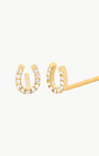 EF Collection Diamond Mini Horseshoe Stud Earrings In 14K Yellow Gold at Romi Boutique