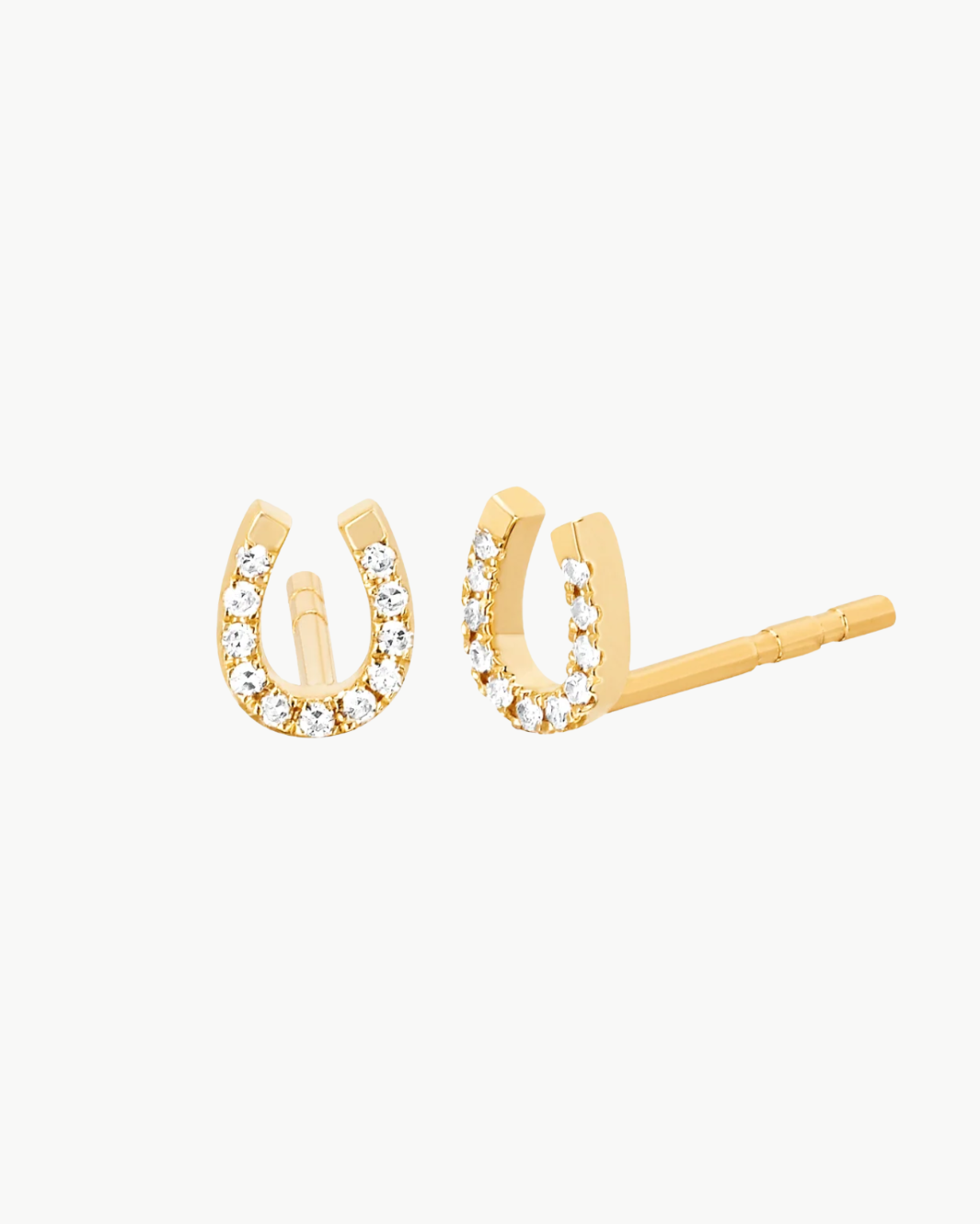 EF Collection Diamond Mini Horseshoe Stud Earrings In 14K Yellow Gold at Romi Boutique