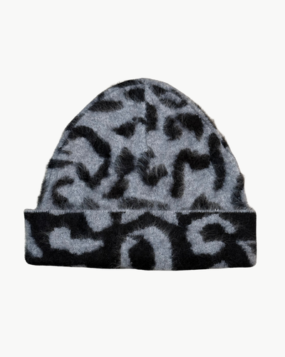 BRUSHED LEOPARD HAT IN FEATHER/NIGHT