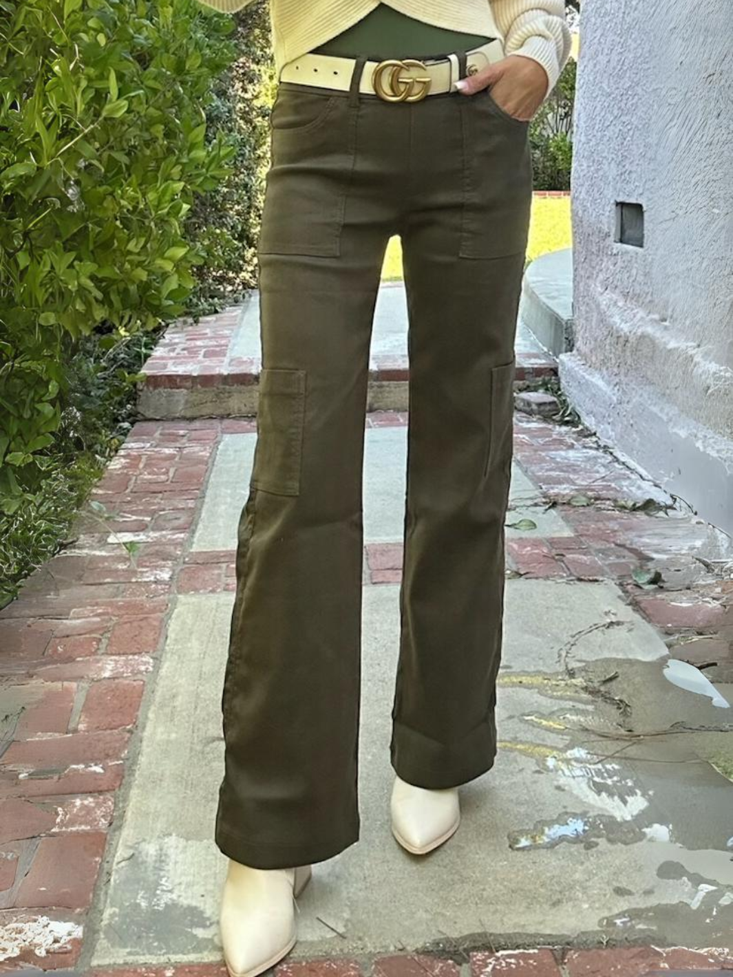 Bevy Flog Rose Croc Cargo Pant at Romi Boutique