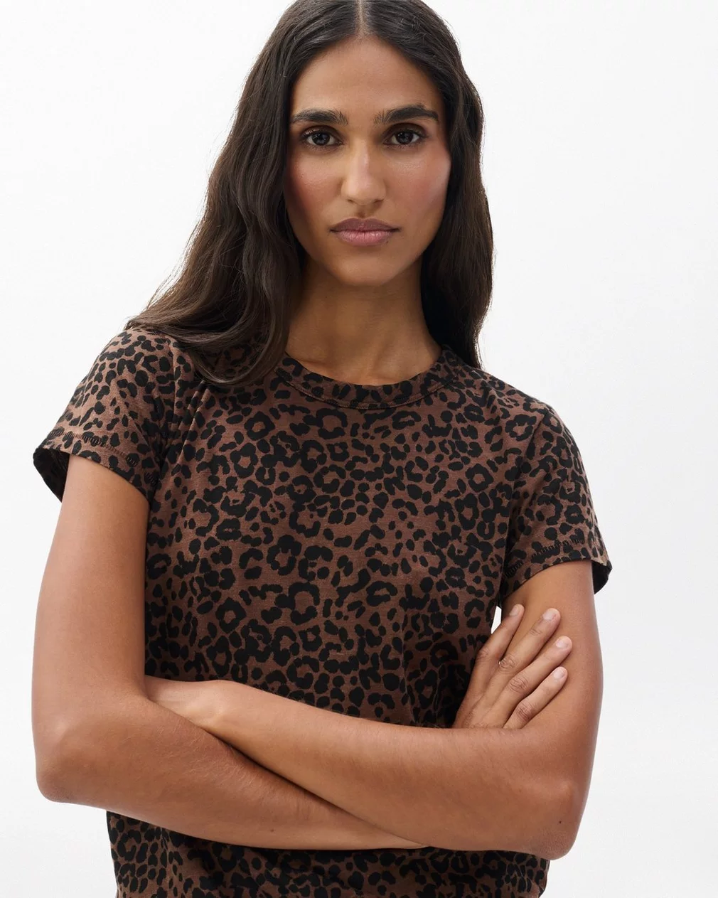 ALL OVER LEOPARD TEE IN BROWN MULTI